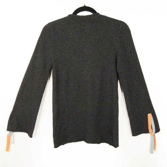 Vintage Chanel Identification Line Dark Grey Cashmere V Neck Pullover Sweater - Picture 2 of 8